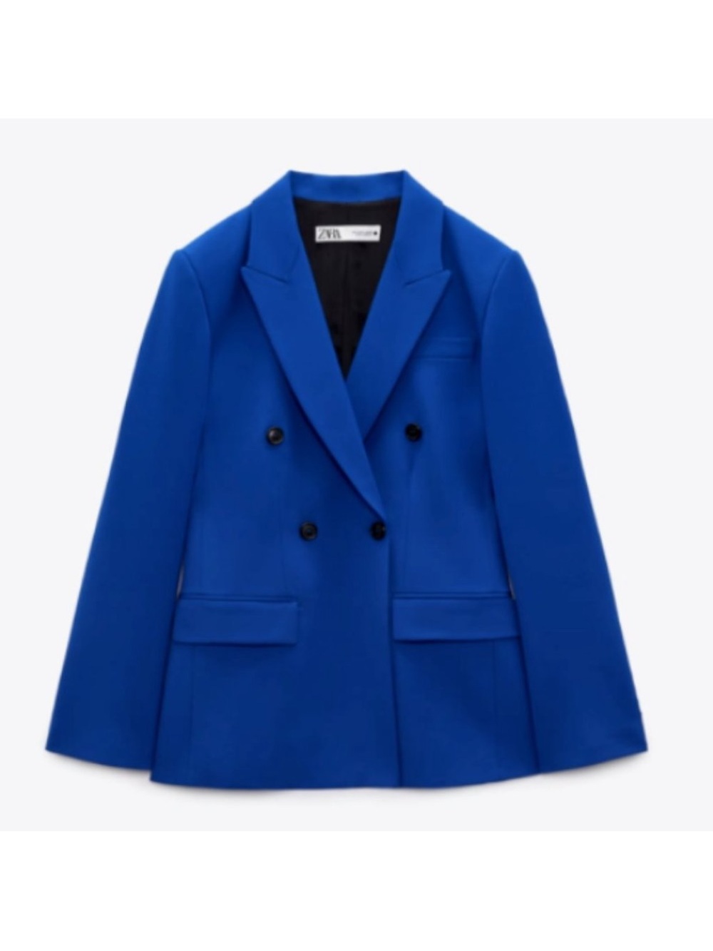 ZARA WOMAN DOUBLE BREASTED BLAZER WITH POCKETS JACKET BLUE 2697/707 XL - Picture 4 of 13